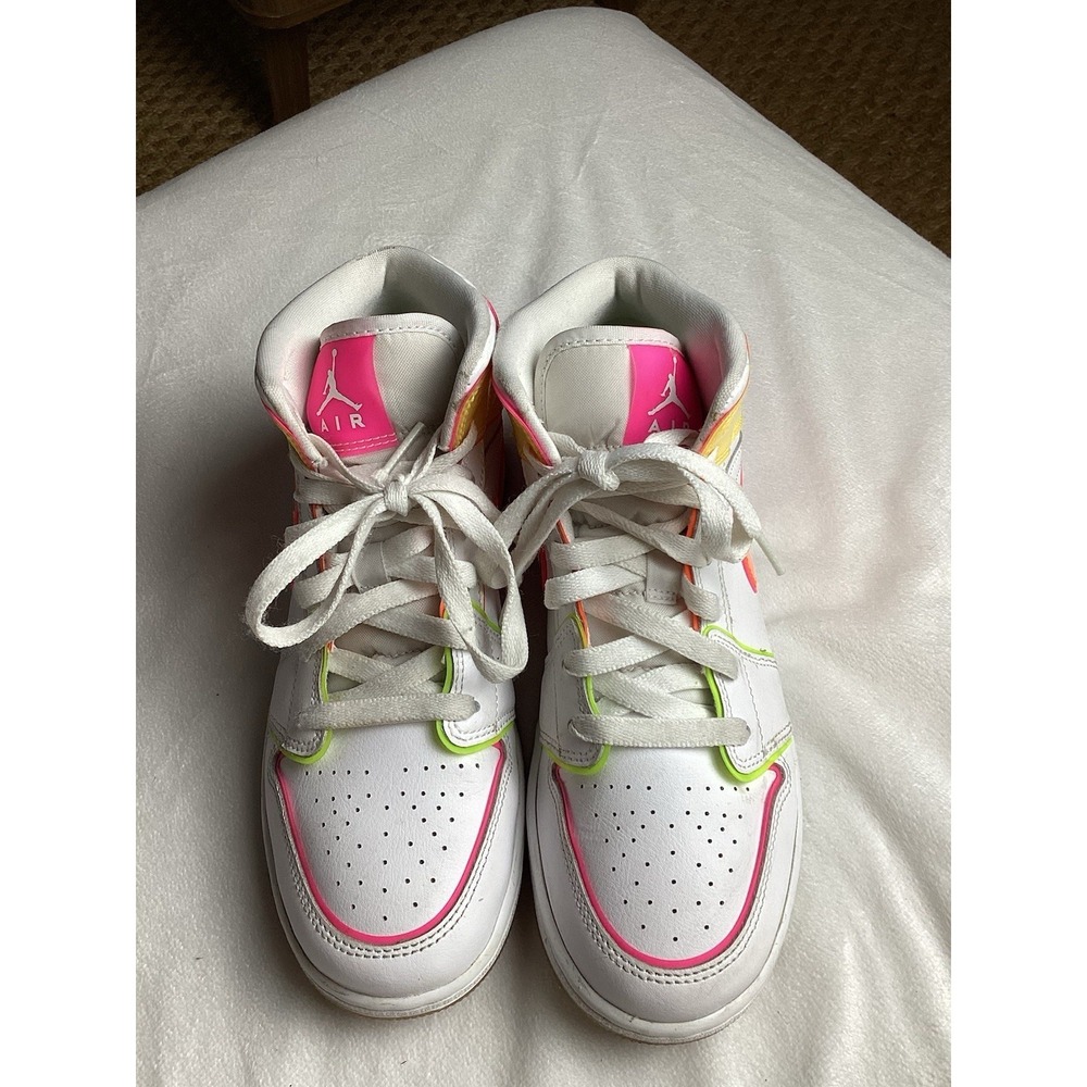 Jordan Air Jordan CV4611-100 High Top Boys' Colorblock Sneakers White Pink 6Y